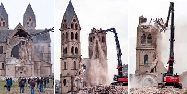 Über 120 Jahren stand der so genannte Immerather Dom, in nur drei Tagen wurde er abgebrochen, am 10. Januar fiel bereits der letzte Stein (Foto: pa/Gambarini/Kaiser)
