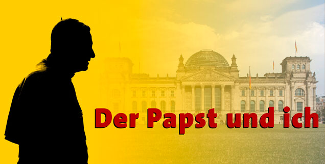 Aus dem Bundestag gleich weiter zur jüdischen Gemeinde und ins Olympiastadion: Papst Benedikt XVI. hastet in Berlin, der ersten Station seiner Deutschlandreise, von Ort zu Ort. Kein Spaziergang für einen 84-Jährigen (Bildmaterial: pa)