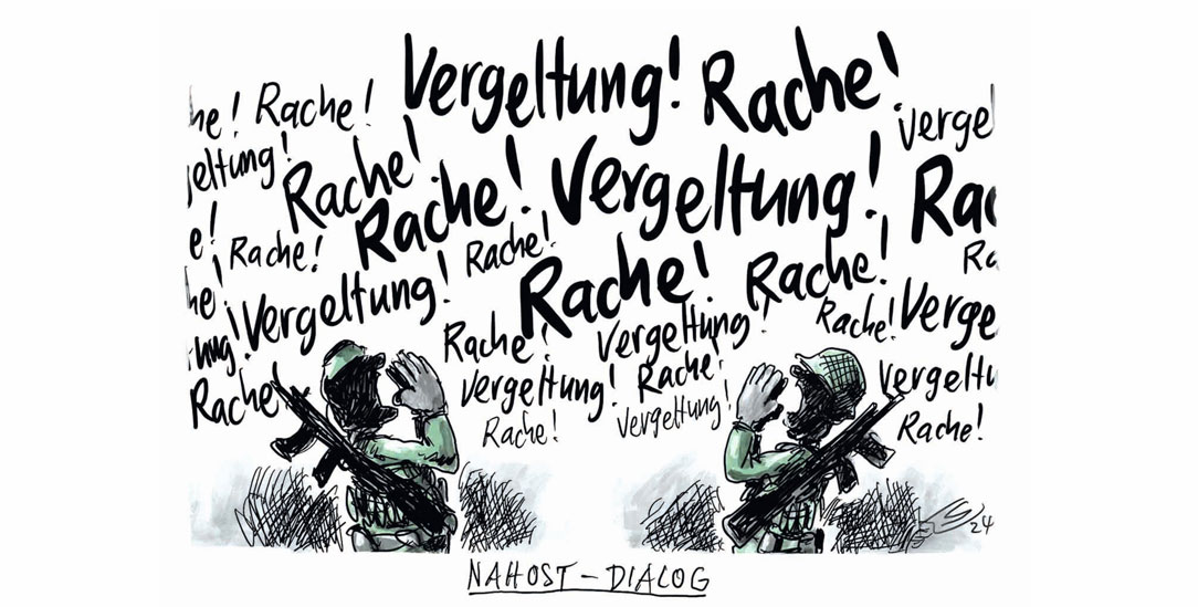 In Nahost geht der Kreislauf des Tötens immer weiter. (Zeichnung: Klaus Stuttmann)