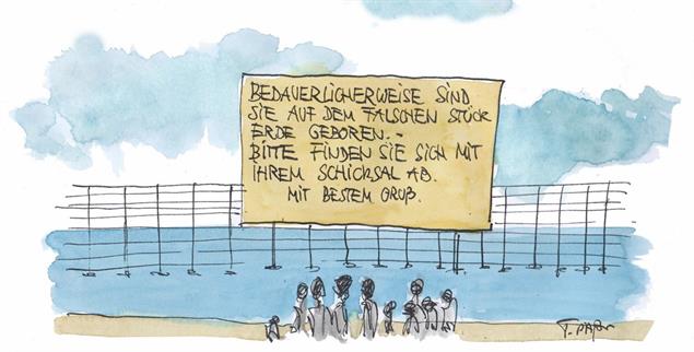 Hauptsache, nicht bei uns. (Zeichnung: Thomas Plassmann)