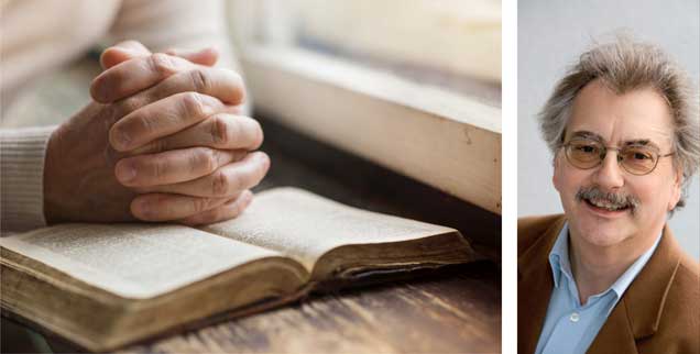 Ist verrückt, wer betet? Wohl kaum, findet Wolfgang Kessler (rechts). (Fotos: istockphoto/Halfpoint; privat)